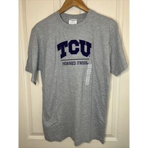 NWT Champion TCU Horned Frogs T-Shirt Mens Medium Gray SS Crew Neck Embroidered